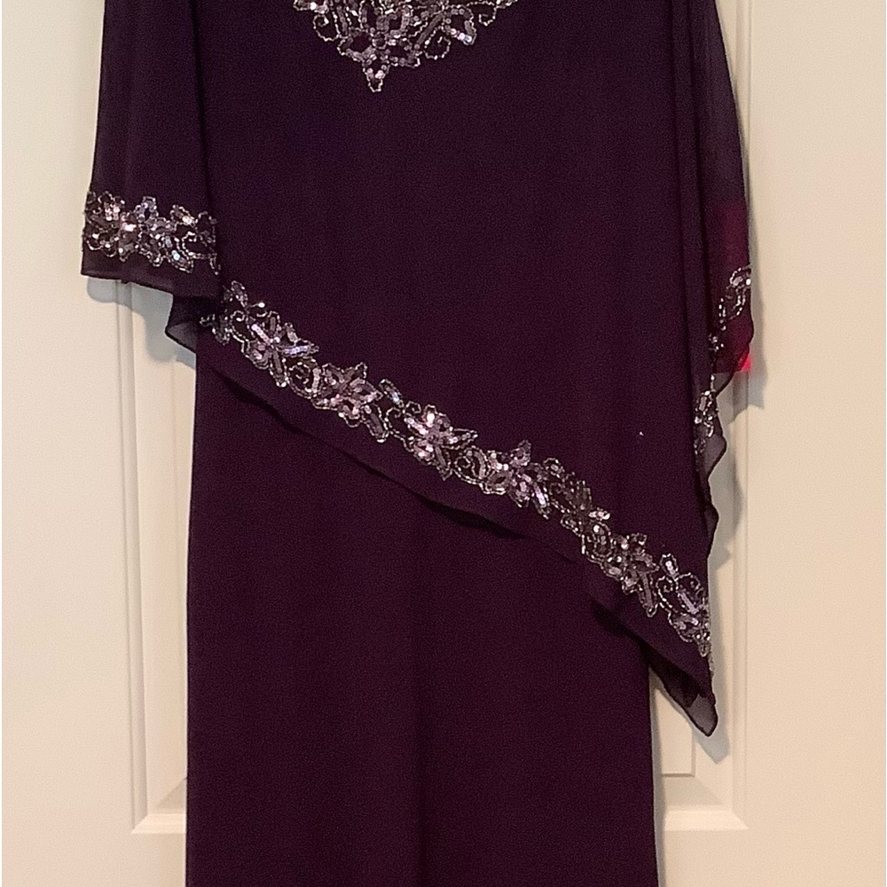 Eggplant colored formal gown.
